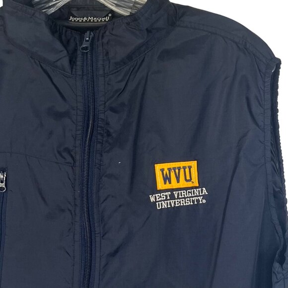 Jones & Mitchell WVU West Virginia University Womens Nylon Vest Blue Size Medium - Picture 6 of 10